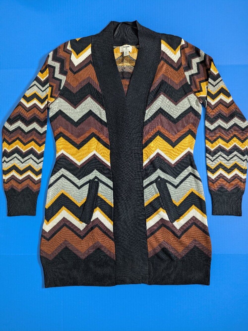 Missoni Chevron Zig Zag Long Open Cardigan Size M